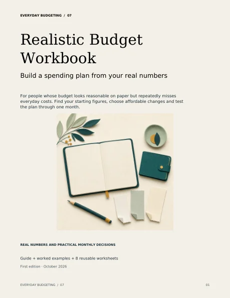 Actual cover of Realistic Budget Workbook